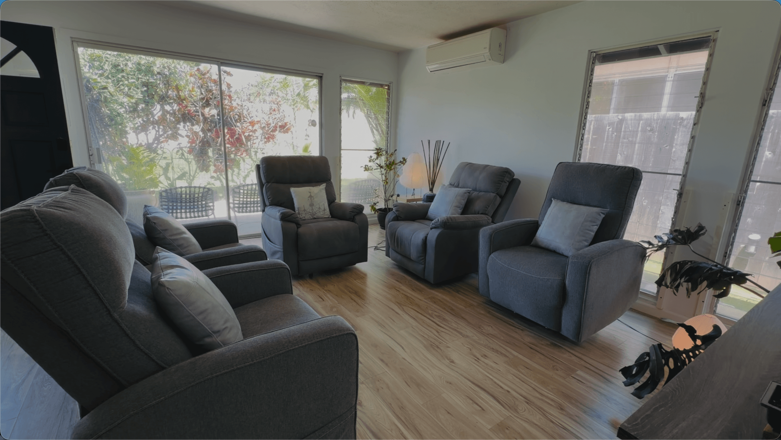 The living room, looking out to the garden